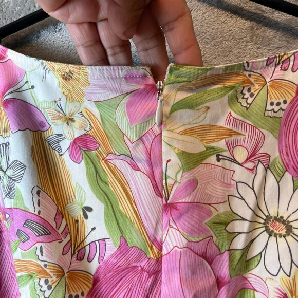 Kay Unger Y2K Floral Fit Flare Dress 6 Cotton Coquette Whimsical Retro vintage - Picture 4 of 9